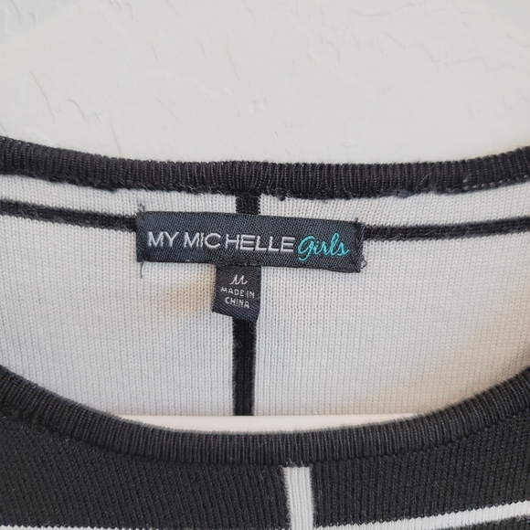 💕 My Michelle Girls Black & White Grid Print Dress Girl's Size Medium - Picture 6 of 9